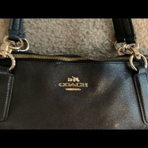Genuine black leather coach purse